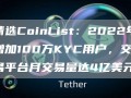 精选CoinList：2022年增加100万KYC用户，交易平台月交易量达4亿美元